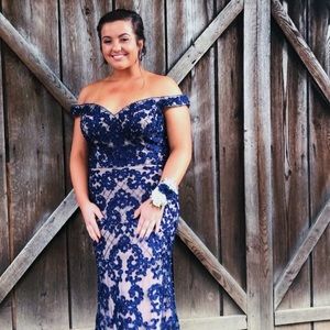 Navy/Nude Prom Dress